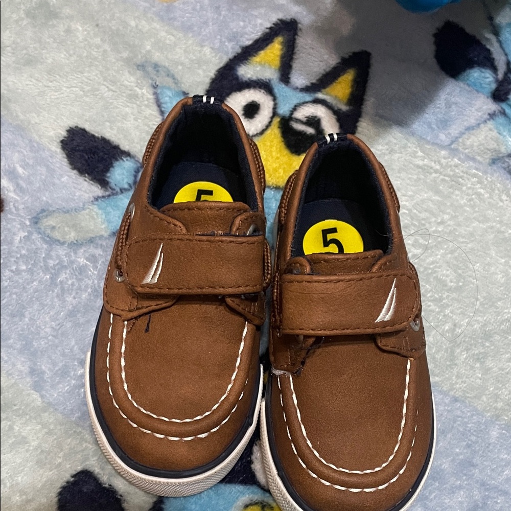 Nautica Tan Kids Dress Shoes with Velcro